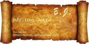 Bálint Jetta névjegykártya